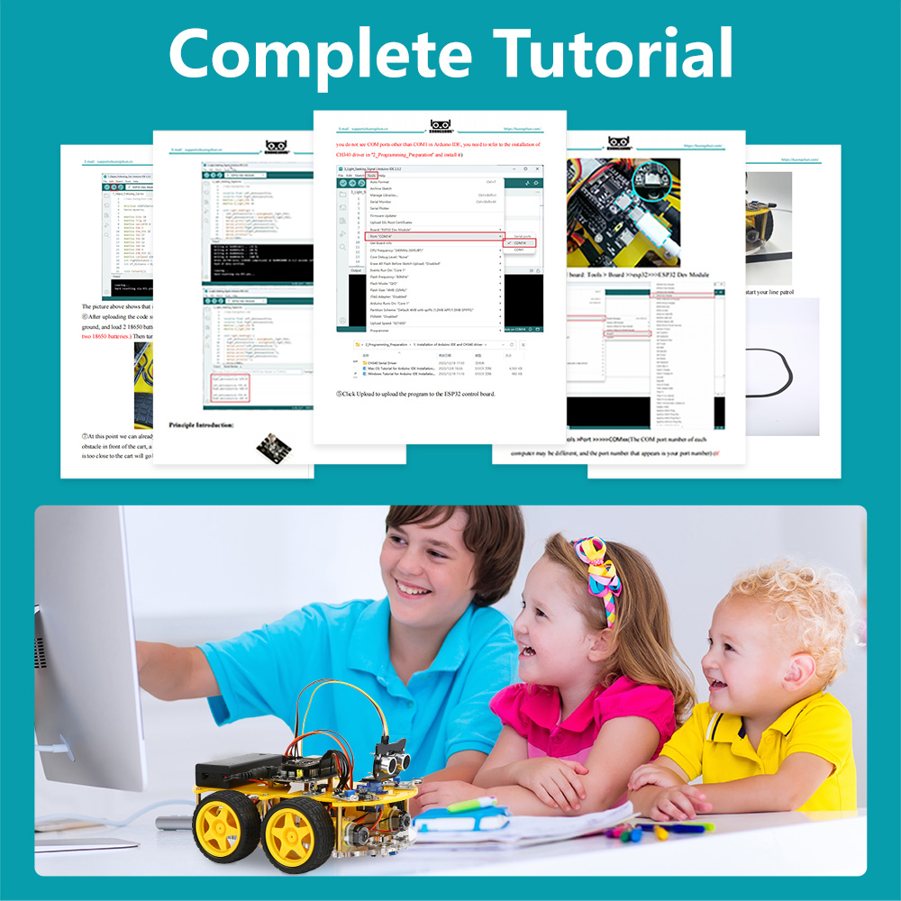 KUONGSHUN ESP32 WiFi Многофункциональный автомобильный комплект с полным приводом и управлением через приложение Wi-Fi (без аккумулятора)